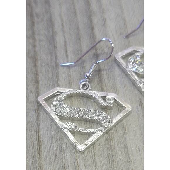 Superman emblem crystal dangle earrings - Picture 2 of 4
